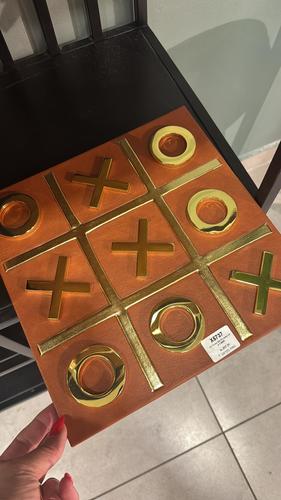 לוח משחק X/O PU חום כלי זהב 