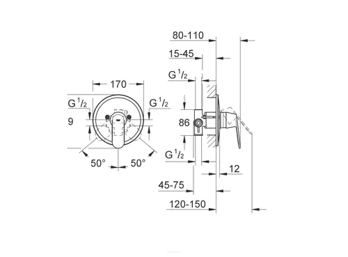 כיסוי אינטרפוץ 3 דרך 3288000 יורוקוסמו גרואה, גימור כרום.