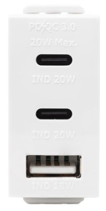 מטען 3 יציאות 20W לבן 1 מקום 