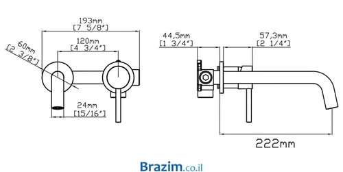 אינטרפוץ רחצה שחור עם פיה דגם B015A-MB מבית קארלוס.