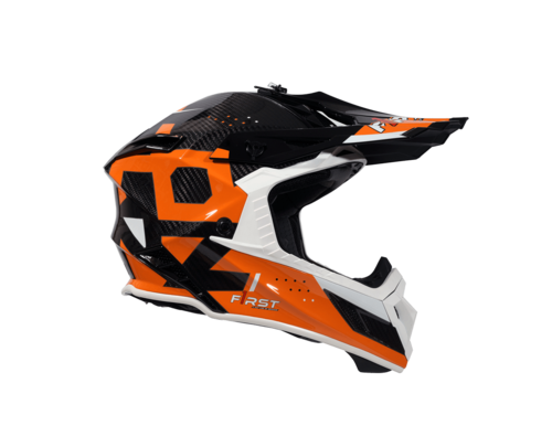 קסדת פירסט קרבון שחור / כתום / לבן - F1RST STRIKER CARBON