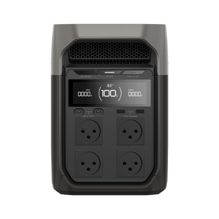 תחנת כוח ניידת DELTA 3 הספק 1.8-2.4kW קיבולת 0.1kWh סולארי 0.5kW + פאנל סולארי 110W + תאורת קיר + פנס ראש