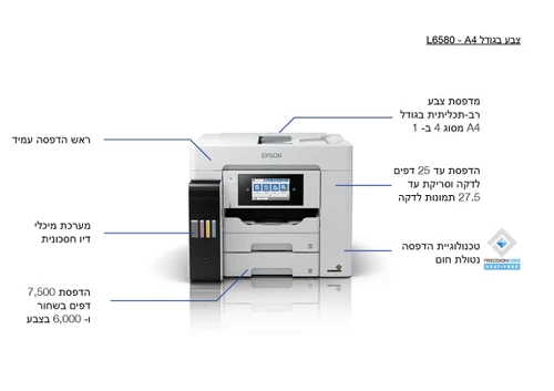 מדפסת משולבת צבע EPSON EcoTank L6580