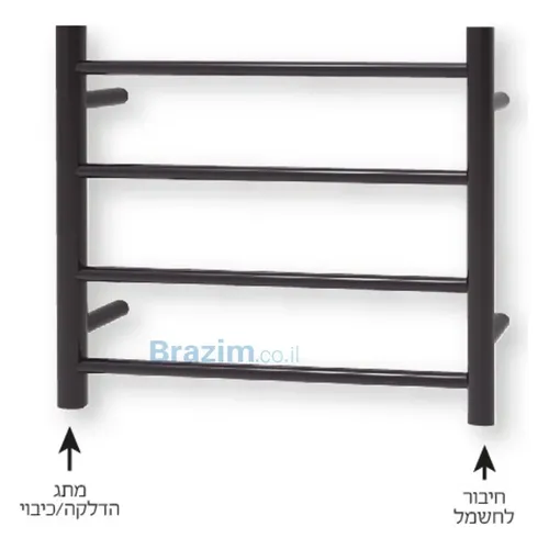 מחמם מגבות חשמלי H4 שחור מט - מידות: 40*52 סמ מבית מיובי, בקטגוריית מחממי מגבות גוף חימום.