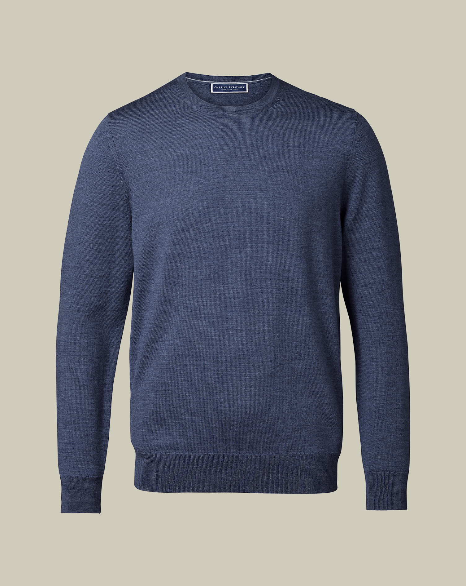 סריג צמר  - Indigo blue pure merino crew neck jumper