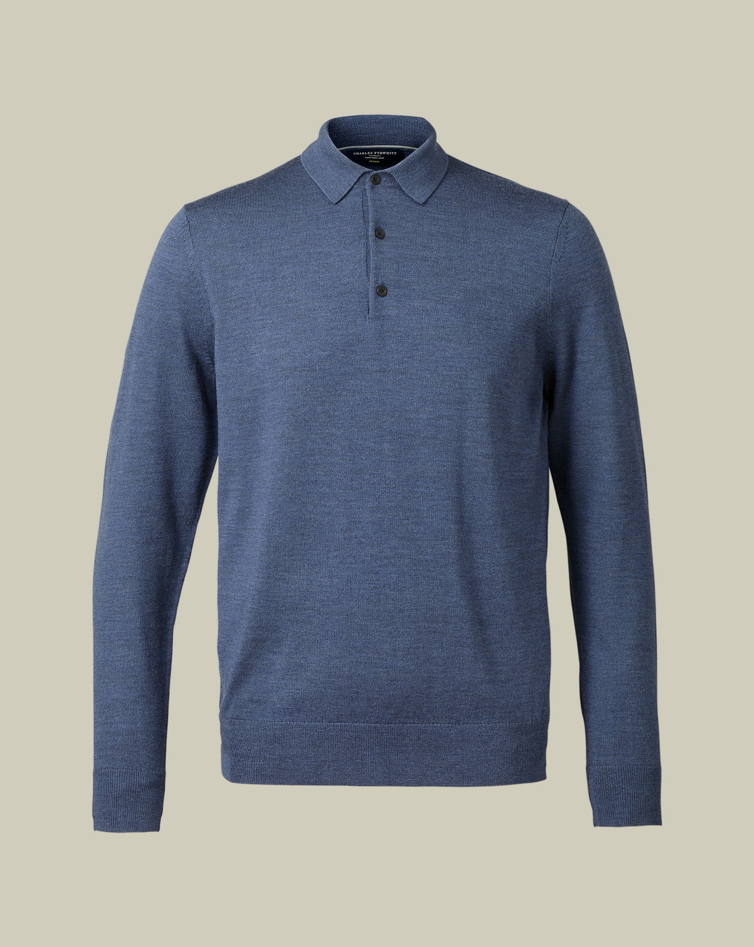 סריג צמר  - Indigo blue pure merino polo neck jumper