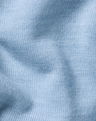 סוודר צמר רוכסן - Sky blue merino zip neck jumper