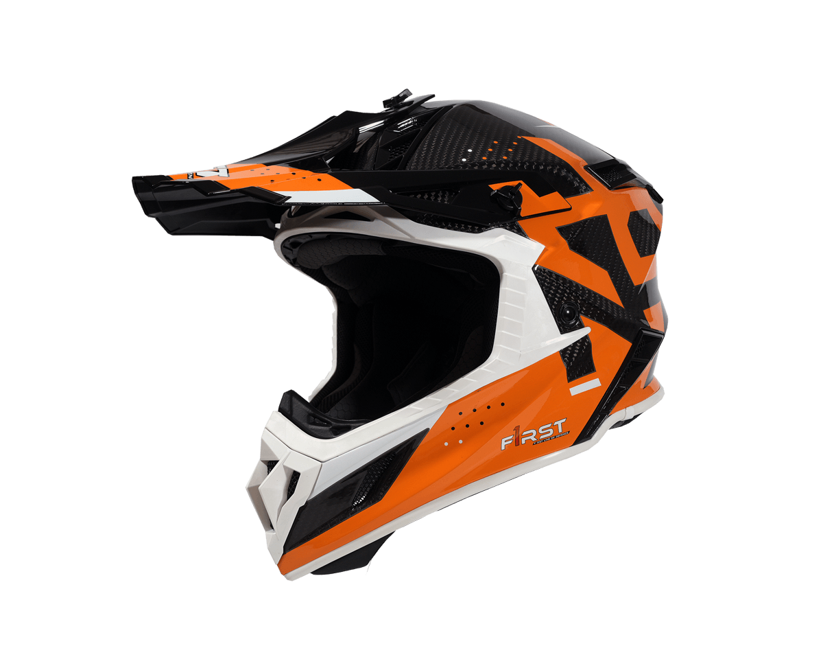 קסדת פירסט קרבון שחור / כתום / לבן - F1RST STRIKER CARBON