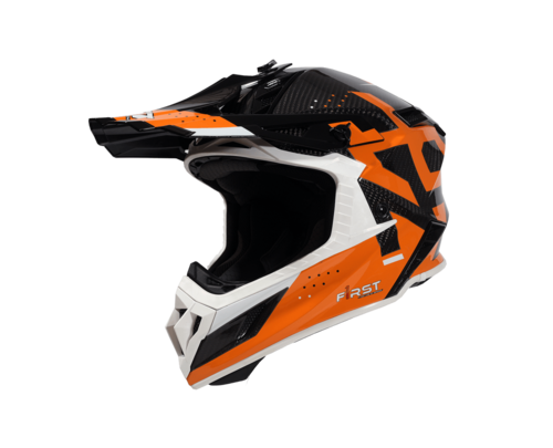 קסדת פירסט קרבון שחור / כתום / לבן - F1RST STRIKER CARBON