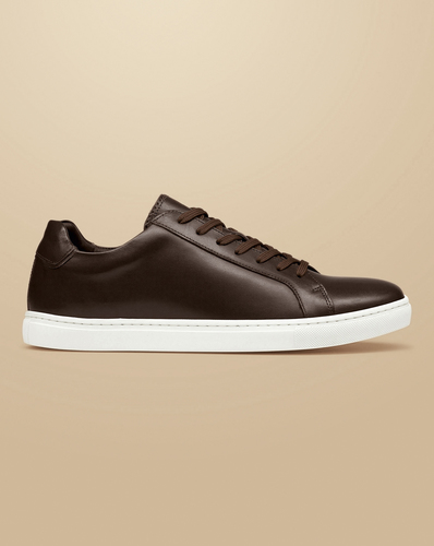 נעל ספורטיבית חומה - Dark chocolate leather trainer