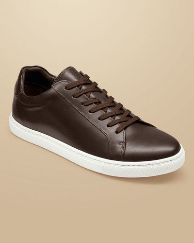 נעל ספורטיבית חומה - Dark chocolate leather trainer