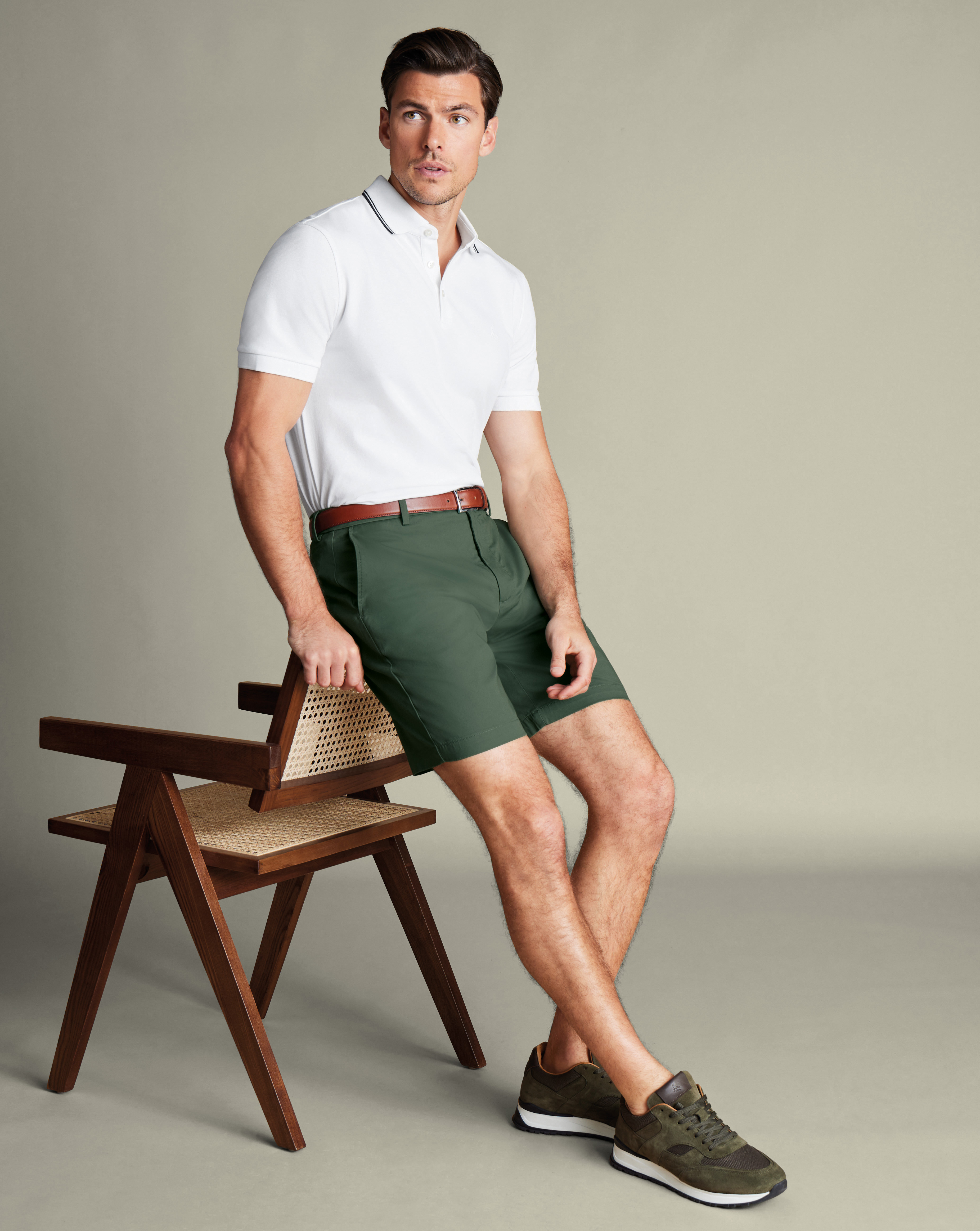 מכנסיים קצרים כותנה  - Green Cotton Short