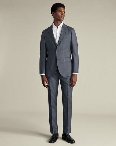 חליפה סלים פיט כחולה - Natural Stretch Twill Suit - Navy