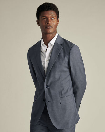 חליפה סלים פיט כחולה - Natural Stretch Twill Suit - Navy