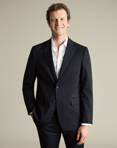 חליפה סלים פיט כחולה - Navy stripe slim fit suit