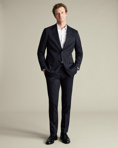חליפה סלים פיט כחולה - Navy stripe slim fit suit