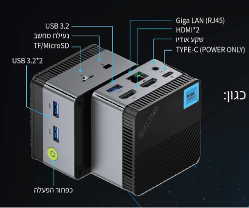 מחשב נייח מיני GMK Pro Intel N150 12GB DDR5 512SSD NVME WIN11 Pro Mini