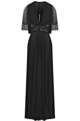 'Filicudi’ long pleated dress with lace 