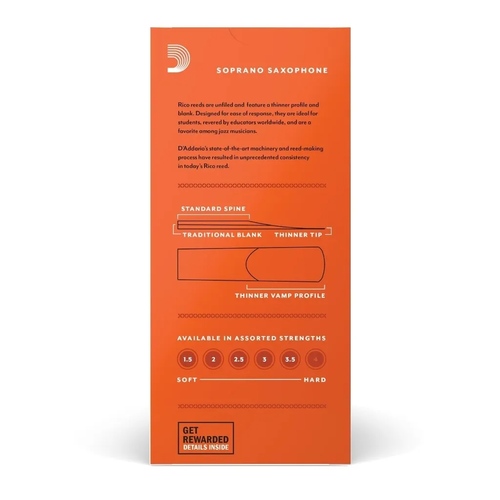 זווית נוספת Rico RIA2525 unfiled Reeds - 25 pack