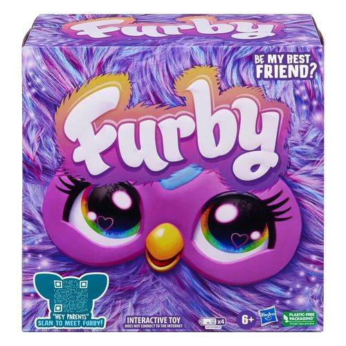 בובה אינטרקטיבית פרבי Furby בגודל 15 ס''מ מופעלת ע''י קול - חבר חדש מלא קסם ואישיות - סגול
