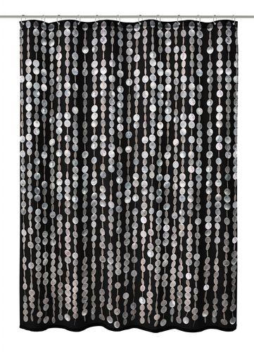 וילון פוליאסטר לאמבטיה 180x200 סמ Perla - שחור 