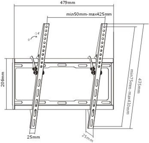 מתקן תלייה צמוד קיר עם הטייה לטלוויזיה EAZO PRO400T