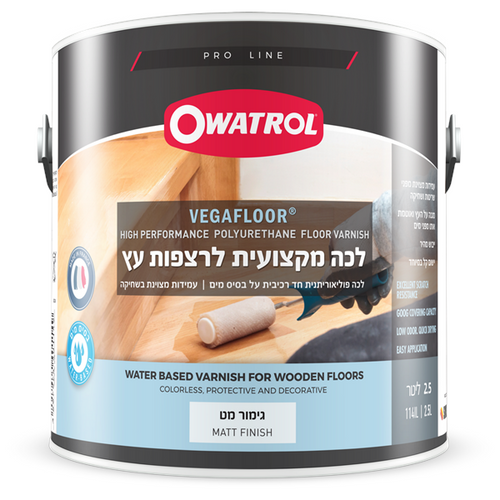 אווטרול לכה פוליאוריתנית לריצפות עץ עב מים מט 2.5 ליטר