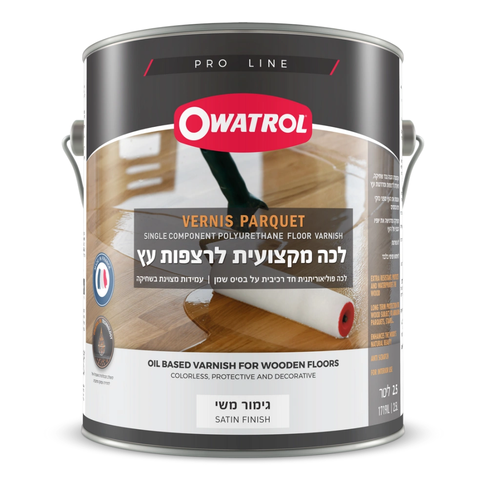 אווטרול לכה פוליאוריתנית פרמיום פנימית לעץ ע"ב מים משי - 750 מ"ל