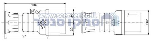 תקע נייד ישר HP‏ - IP44/IP54‏ - 3P+E‏ 16A‏ ‎380-415V‏ 50/60HZ - אדום - 6H - חיווט הברגה Gewiss