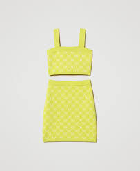 Knit top and skirt with jacquard Oval T