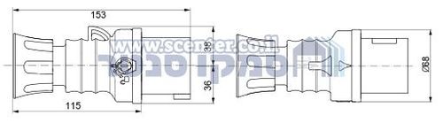 תקע HP ישר - עם הופך פאזות - IP44/IP54‎ - ‎3P+N+E 16A 380-415V - אדום - ‎6H - חיווט בהברגה Gewiss