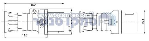 תקע נייד ישר HP‏ - IP44/IP54‏ - 2P+E‏ 32A‏ ‎200-250V‏ 50/60HZ - כחול - 6H - חיווט הברגה Gewiss