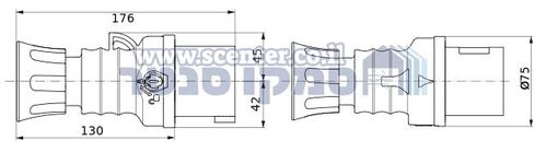 תקע נייד ישר HP‏ - IP44/IP54‏ - 3P+N+E‏ 32A‏ ‎380-415V‏ 50/60HZ - אדום - 6H - חיווט הברגה Gewiss