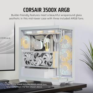 מארז CORSAIR 3500X MID TOWER RGB לבן