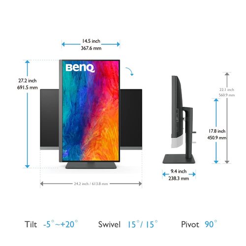 מסך מחשב BENQ PD2706u 274K USB-C