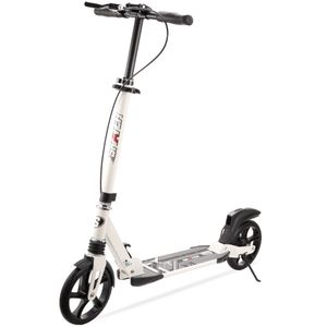 קורקינט אלומיניום מתקפל CITY גלגלים 20 ס"מ בולמי זעזועים ומעצור דיסק אחורי - לבן