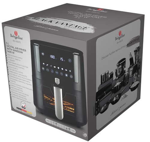 סיר טיגון ללא שמן 5 ליטר Berlinger Haus Matte Black BH-9557