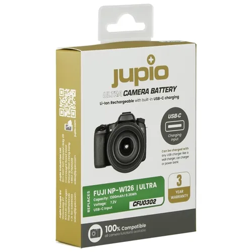 סוללה חלופית למצלמות פוג'י Jupio NP-W126S ULTRA USB-C