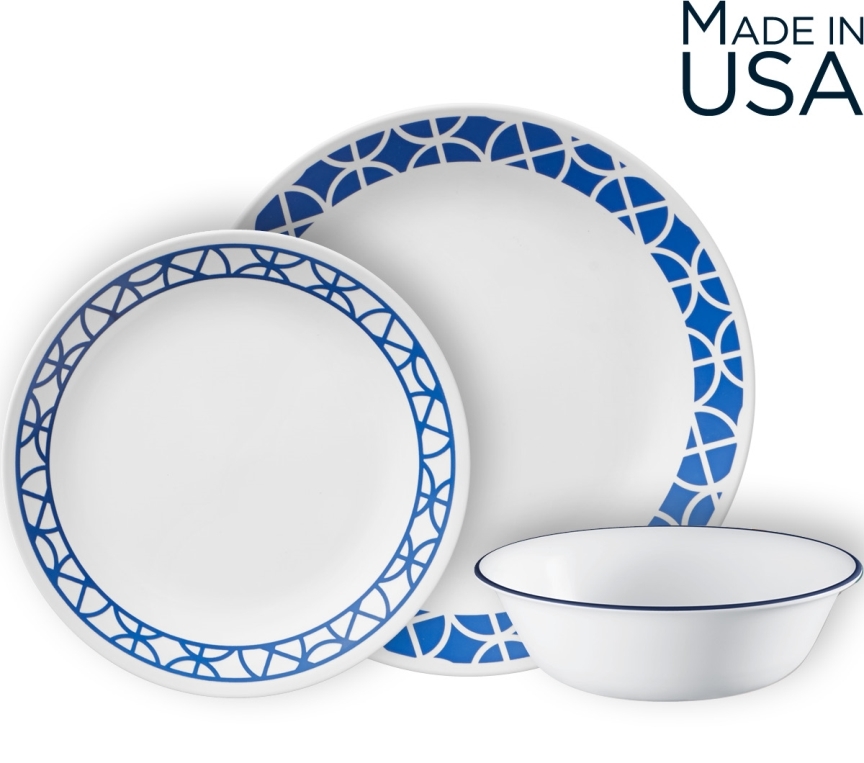 סט 18 חלקים קורנינג Corning CORELLE® - Cobalt Circles