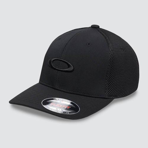 כובע שחור לוגו שחור רקום ELLIPSE MESH HAT