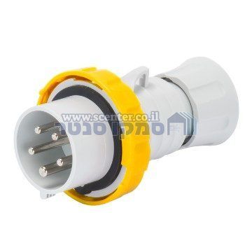 תקע נייד ישר HP‏ - IP66/IP67/IP68/IP69‏ - 3P+E‏ 16A‏ ‎100-130V‏ 50/60HZ - צהוב - 4H - חיווט הברגה Gewiss