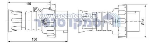 תקע נייד ישר HP‏ - IP66/IP67/IP68/IP69‏ - 3P+N+E‏ 16A‏ ‎380-415V‏ 50/60HZ - אדום - 6H - חיווט הברגה Gewiss