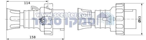 תקע נייד ישר HP‏ - IP66/IP67/IP68/IP69‏ - 2P+E‏ 32A‏ ‎200-250V‏ 50/60HZ - כחול - 6H - חיווט הברגה Gewiss