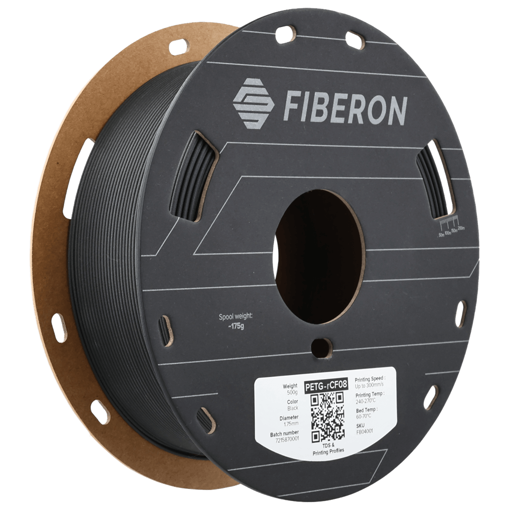 פילמנט שחור מחוזק משקל 500 גרם 1.75 מ"מ - Fiberon PETG-rCF08