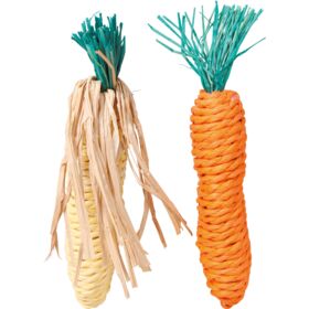 טריקסי סט צעצועי קש למכרסמים – תירס וגזר | TRIXIE Set of Straw Toys – Corn & Carrot 