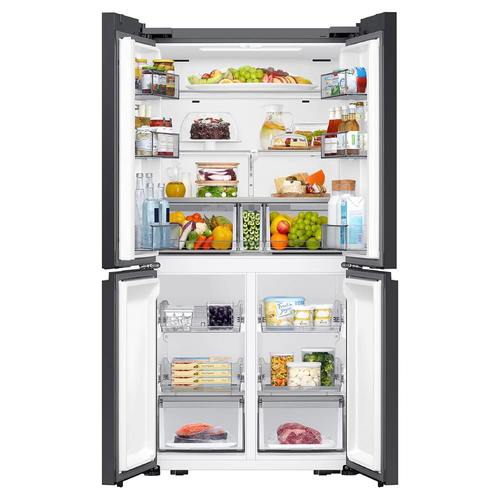 מקרר 4 דלתות 648 ליטר Samsung BESPOKE RM70F63REW Kitchen Fit זכוכית לבנה