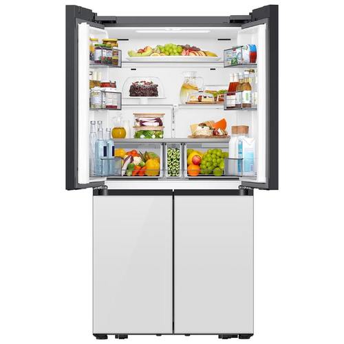 מקרר 4 דלתות 648 ליטר Samsung BESPOKE RM70F63REW Kitchen Fit זכוכית לבנה