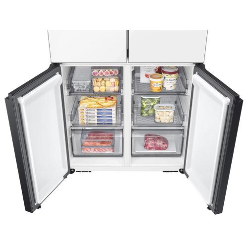 מקרר 4 דלתות 648 ליטר Samsung BESPOKE RM70F63REW Kitchen Fit זכוכית לבנה