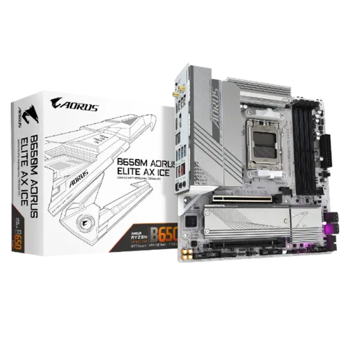 תמונה של לוח Gigabyte B650M A ELITE AX ICE ATX AM5 WIFI BT PCIE5.0 White