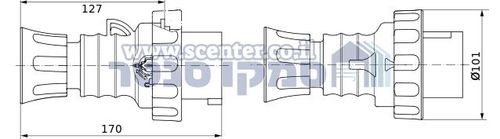 תקע נייד ישר HP‏ - IP66/IP67/IP68/IP69‏ - 3P+N+E‏ 32A‏ ‎380-415V‏ 50/60HZ - אדום - 6H - חיווט הברגה Gewiss